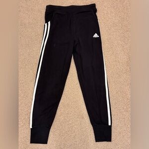 Adidas Kids Black Joggers with White Stripes